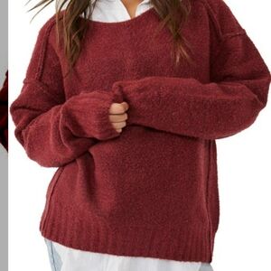 We The Free Deep Red Crew Neck Sweater